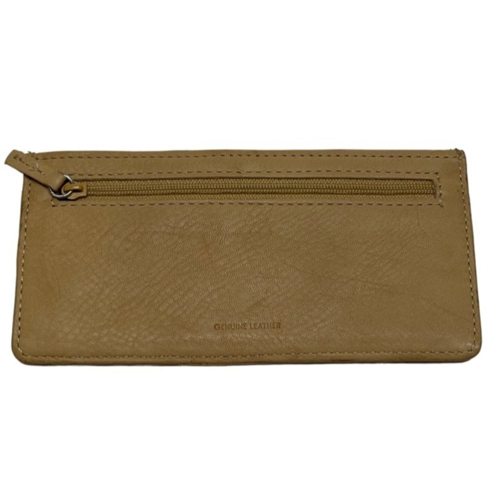 GENUINE LEATHER Unisex Credit Card ID Cash Coin Holder Tan